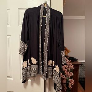 Embroidered Black and Cream Women's Top